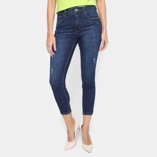 Calça Jeans Hering Skinny Cintura Alta Feminina - Azul