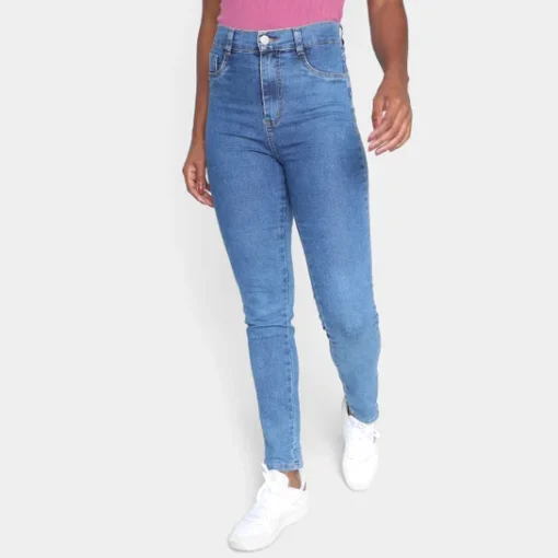 Calça Jeans Sawary Hot Pants Cintura Alta C/ Elastano 275611 Feminina - Azul Escuro