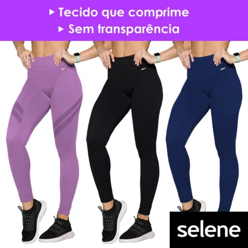 Calça Legging Selene Feminina Grossa Sem Transparência Leg SemCostura Legue Fitness Academia Cintura Alta Leguin CósAlto