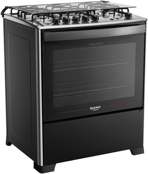 Fogão 5 Bocas Preto com Mesa de Inox Dako Magister Bivolt