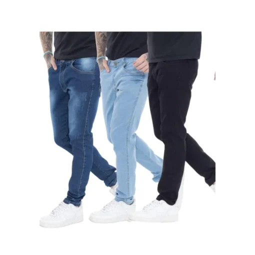 KIT 3 Calças Super Skinny PremiumII Street Delave Escuro e Black Premium - Jeans