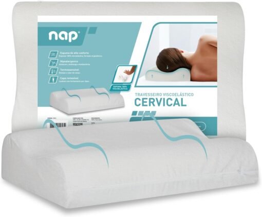 Travesseiro Nasa Ortopédico Cervical Comfort Viscoelástico D40 Espuma YellowTec Premium Suporte e maciez - Capa Super Plush atoalhada robusta toque sublime - Hipoalergênico - Nap - para fronha 50x70cm